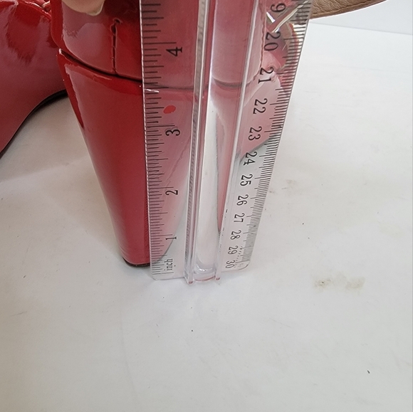 AGL ATTILIO GIUSTI LEOMBRUNI WEDGES SANDALS RED PATENT LEATHER SIZE 40 - Picture 13 of 14